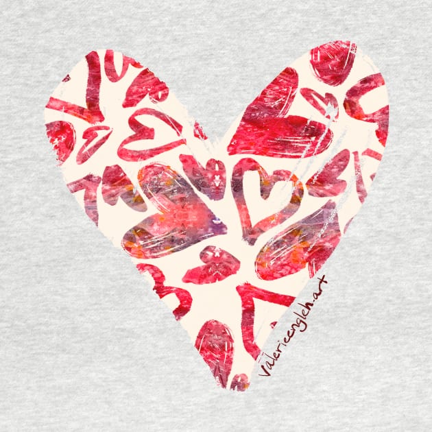 Red Watercolor Hearts Surface Pattern by venglehart